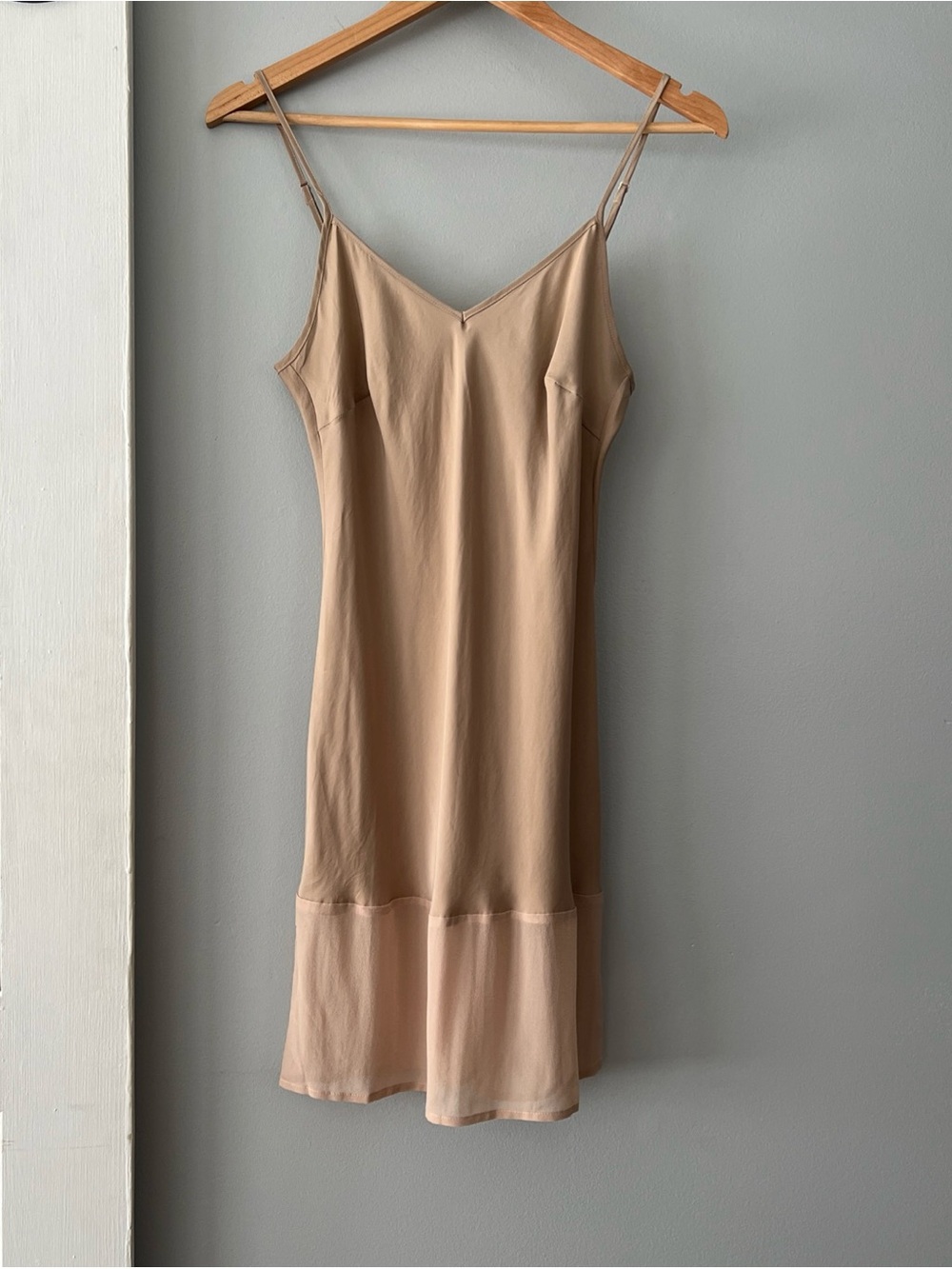 Beige V-Neck Slip Dress - Women's Chemise